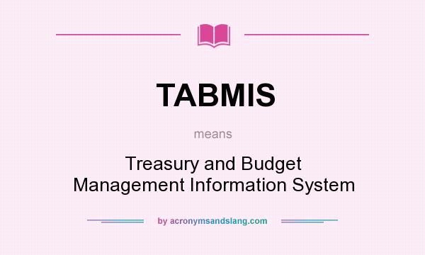 What does TABMIS mean? It stands for Treasury and Budget Management Information System