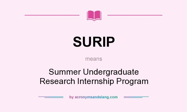 What does SURIP mean? It stands for Summer Undergraduate Research Internship Program
