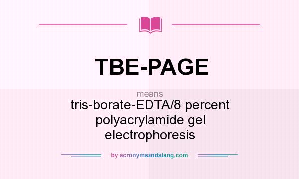 What does TBE-PAGE mean? It stands for tris-borate-EDTA/8 percent polyacrylamide gel electrophoresis