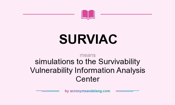 What does SURVIAC mean? It stands for simulations to the Survivability Vulnerability Information Analysis Center