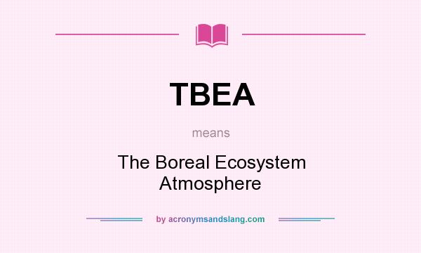 What does TBEA mean? It stands for The Boreal Ecosystem Atmosphere