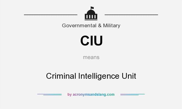 What does CIU mean? It stands for Criminal Intelligence Unit