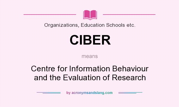 What does CIBER mean? It stands for Centre for Information Behaviour and the Evaluation of Research