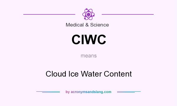 What does CIWC mean? It stands for Cloud Ice Water Content