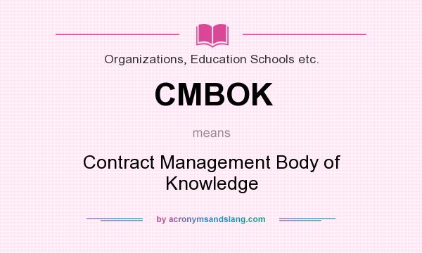 What does CMBOK mean? It stands for Contract Management Body of Knowledge