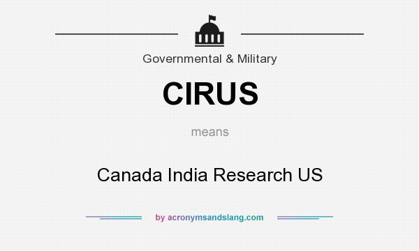 What does CIRUS mean? It stands for Canada India Research US