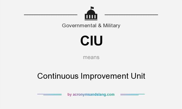What does CIU mean? It stands for Continuous Improvement Unit