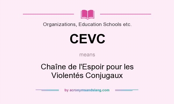 What does CEVC mean? It stands for Chaîne de l`Espoir pour les Violentés Conjugaux