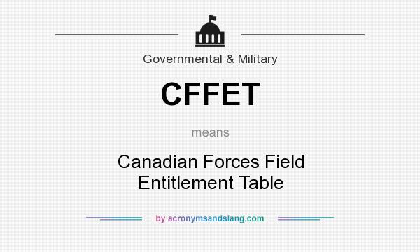 What does CFFET mean? It stands for Canadian Forces Field Entitlement Table