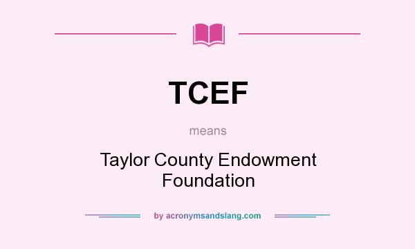 What does TCEF mean? It stands for Taylor County Endowment Foundation