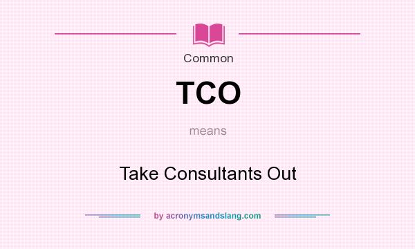 What does TCO mean? It stands for Take Consultants Out