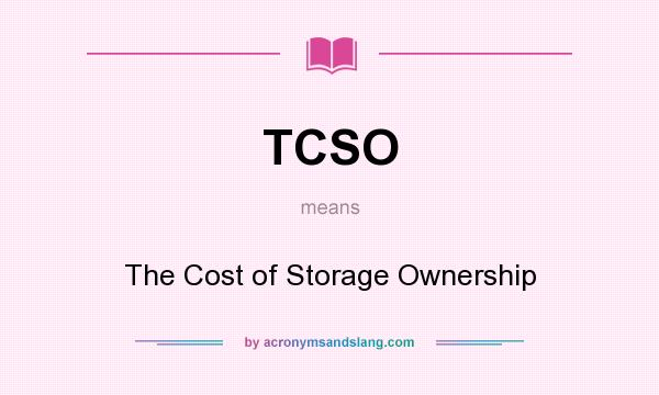What does TCSO mean? It stands for The Cost of Storage Ownership