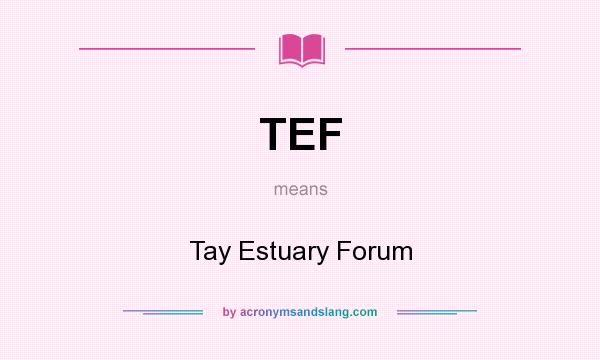 What does TEF mean? It stands for Tay Estuary Forum