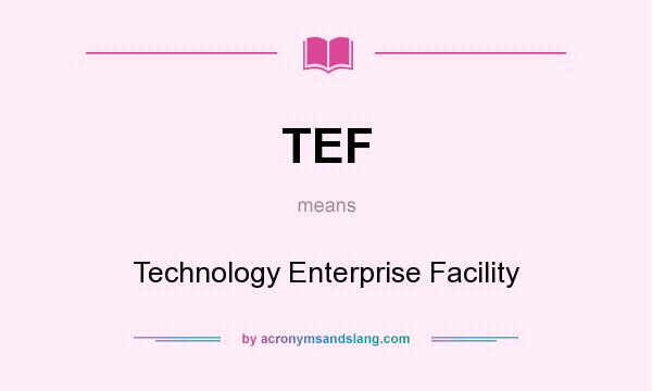 What does TEF mean? It stands for Technology Enterprise Facility