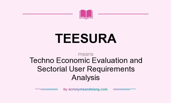 What does TEESURA mean? It stands for Techno Economic Evaluation and Sectorial User Requirements Analysis