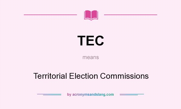 What does TEC mean? It stands for Territorial Election Commissions
