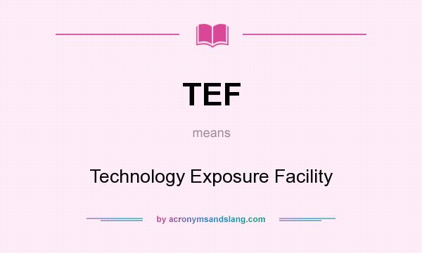 What does TEF mean? It stands for Technology Exposure Facility