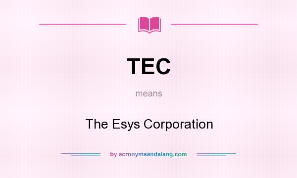 What does TEC mean? It stands for The Esys Corporation