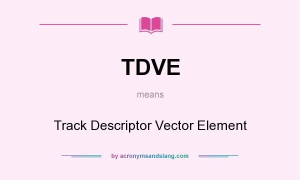 What does TDVE mean? It stands for Track Descriptor Vector Element