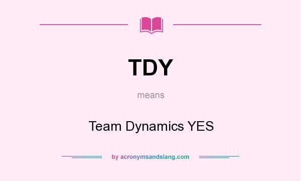 What does TDY mean? It stands for Team Dynamics YES