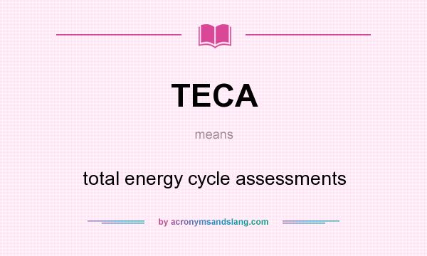 What does TECA mean? It stands for total energy cycle assessments