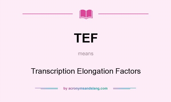 What does TEF mean? It stands for Transcription Elongation Factors