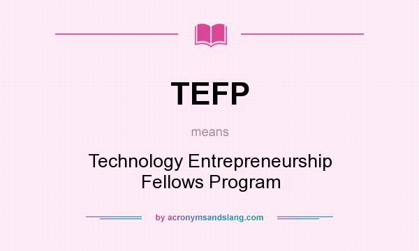 What does TEFP mean? It stands for Technology Entrepreneurship Fellows Program