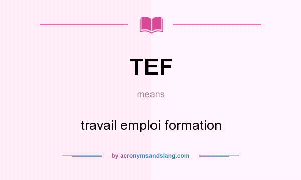 What does TEF mean? It stands for travail emploi formation