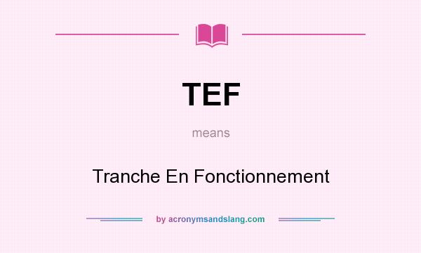 What does TEF mean? It stands for Tranche En Fonctionnement