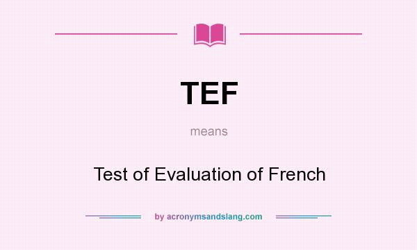 What does TEF mean? It stands for Test of Evaluation of French
