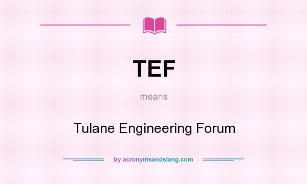 What does TEF mean? It stands for Tulane Engineering Forum