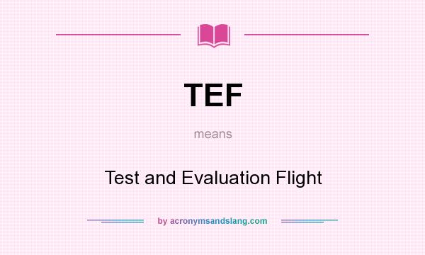 What does TEF mean? It stands for Test and Evaluation Flight