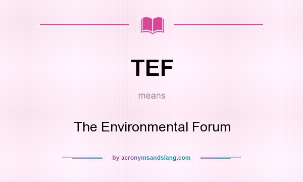 What does TEF mean? It stands for The Environmental Forum