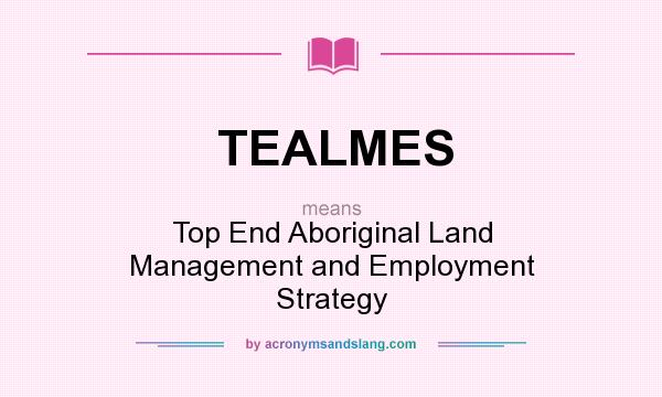 What does TEALMES mean? It stands for Top End Aboriginal Land Management and Employment Strategy