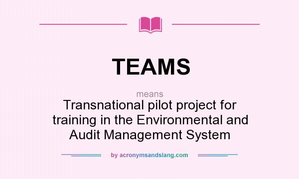 What does TEAMS mean? It stands for Transnational pilot project for training in the Environmental and Audit Management System