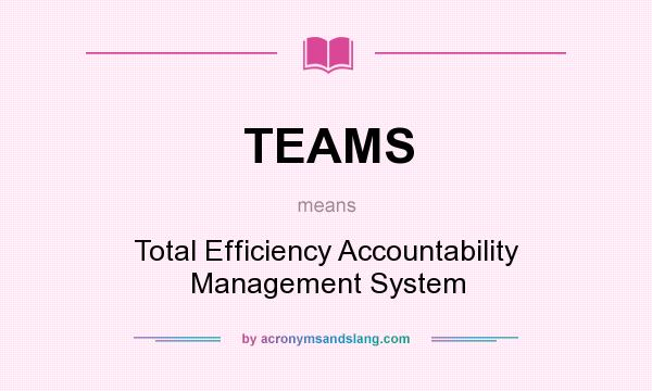 What does TEAMS mean? It stands for Total Efficiency Accountability Management System