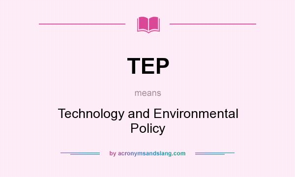 What does TEP mean? It stands for Technology and Environmental Policy