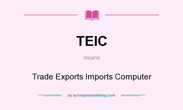 What does TEIC mean? It stands for Trade Exports Imports Computer