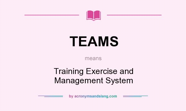 What does TEAMS mean? It stands for Training Exercise and Management System