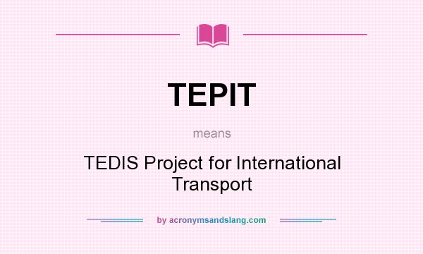 What does TEPIT mean? It stands for TEDIS Project for International Transport