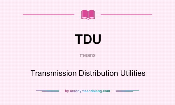 What does TDU mean? It stands for Transmission Distribution Utilities