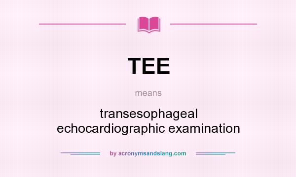 What does TEE mean? It stands for transesophageal echocardiographic examination