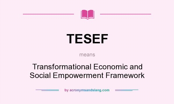 What does TESEF mean? It stands for Transformational Economic and Social Empowerment Framework
