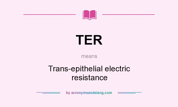 What does TER mean? It stands for Trans-epithelial electric resistance