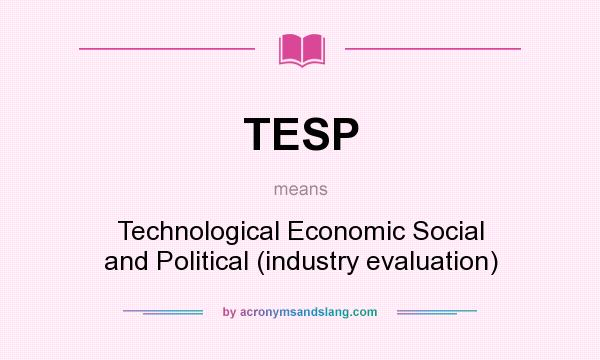 What does TESP mean? It stands for Technological Economic Social and Political (industry evaluation)