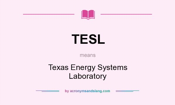 What does TESL mean? It stands for Texas Energy Systems Laboratory