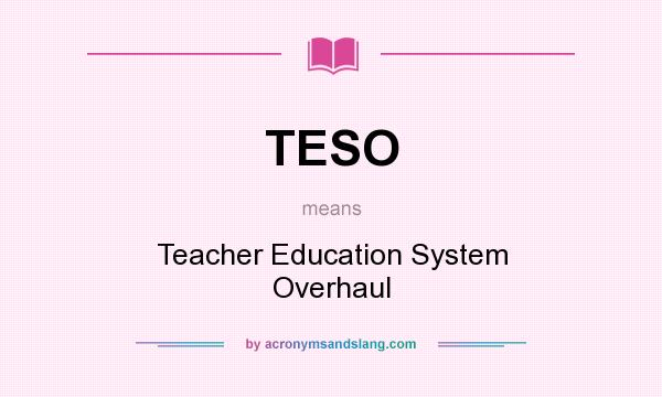 What does TESO mean? It stands for Teacher Education System Overhaul