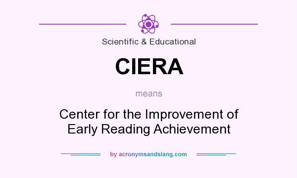What does CIERA mean? It stands for Center for the Improvement of Early Reading Achievement