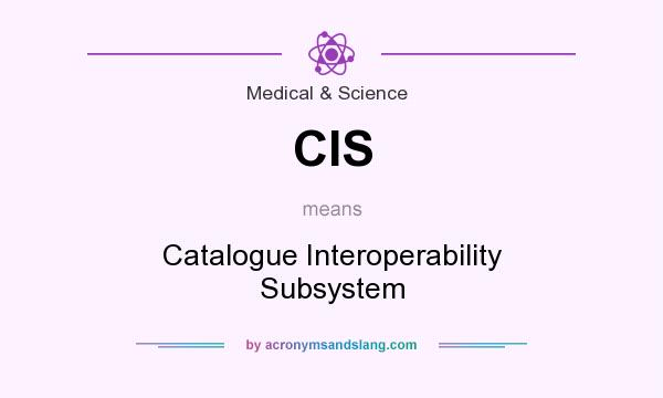 What does CIS mean? It stands for Catalogue Interoperability Subsystem