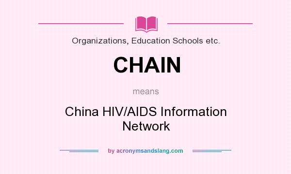 What does CHAIN mean? It stands for China HIV/AIDS Information Network